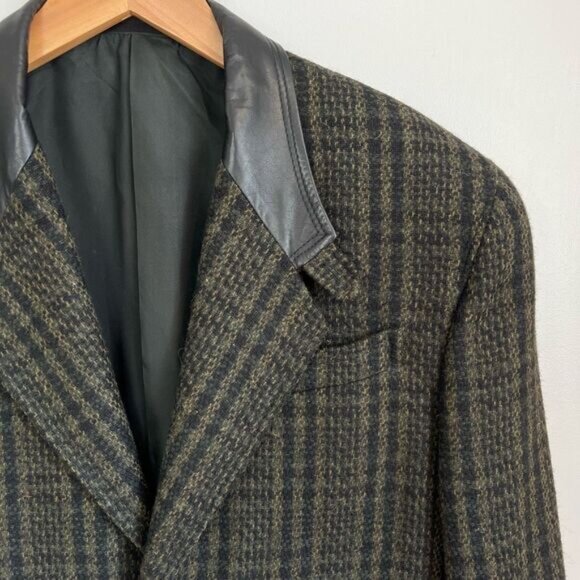 Vintage Trek Plaid Preppy Academia Blazer Jacket Shacket Oversized L XL Leather - Picture 9 of 15